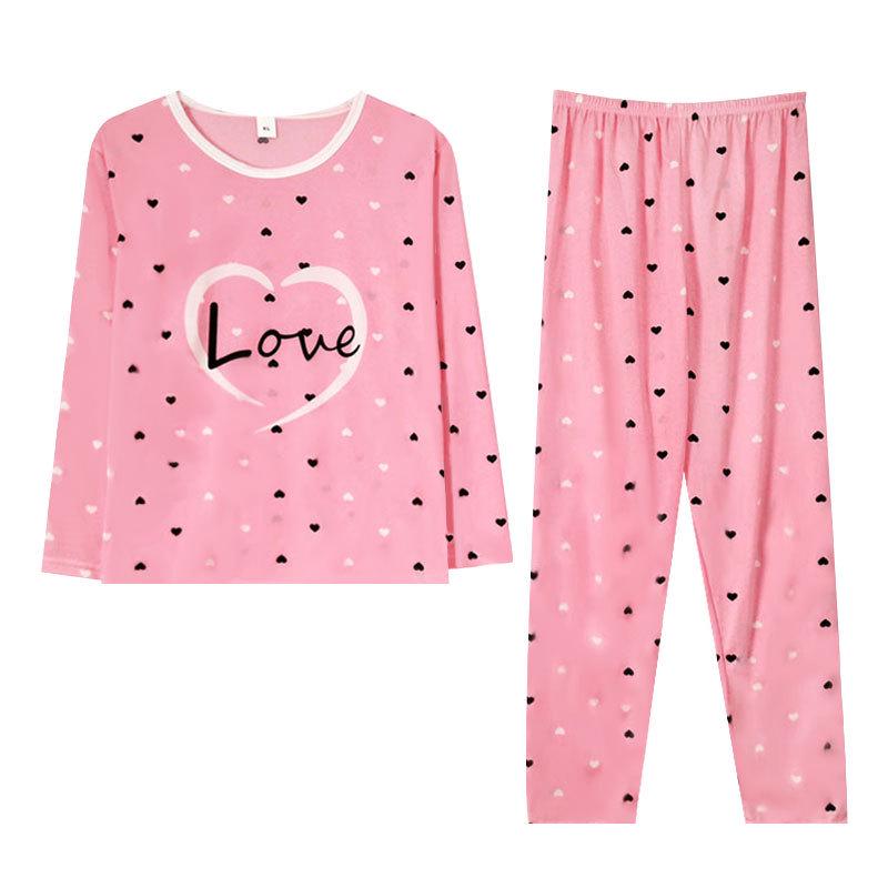 Women's Spring Autumn Long Sleeve Cute Pajama Set - Thin Casual Petite Homewear