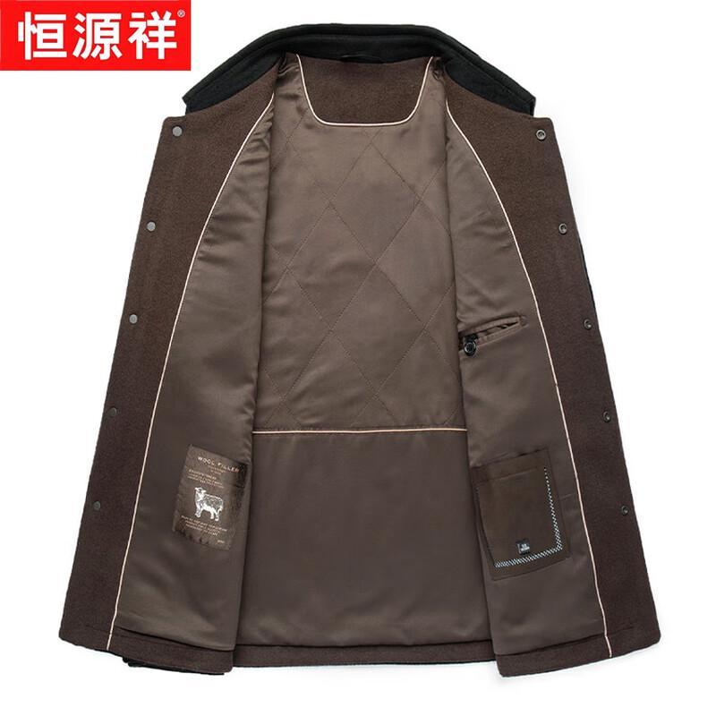 Hengyuanxiang Men's Thick Cashmere Wool Blend Lapel Jacket