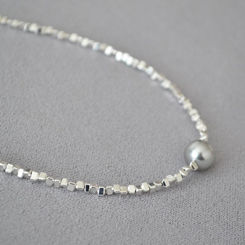 Korean Style Sparkling Irregular Silver Beaded Clavicle Necklace for Women