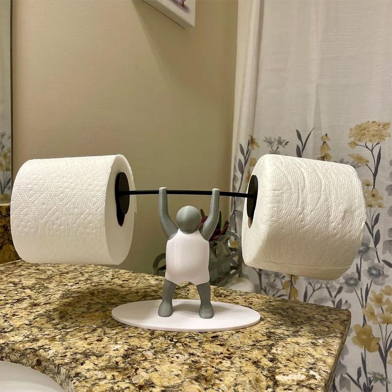 Divertente Portarotolo da Toilette Sollevatore di Pesi,Unico Portarotolo Stampato in 3D - Sollevatore di Pesi che Solleva un Bilanciere, Decorazione per il Bagno