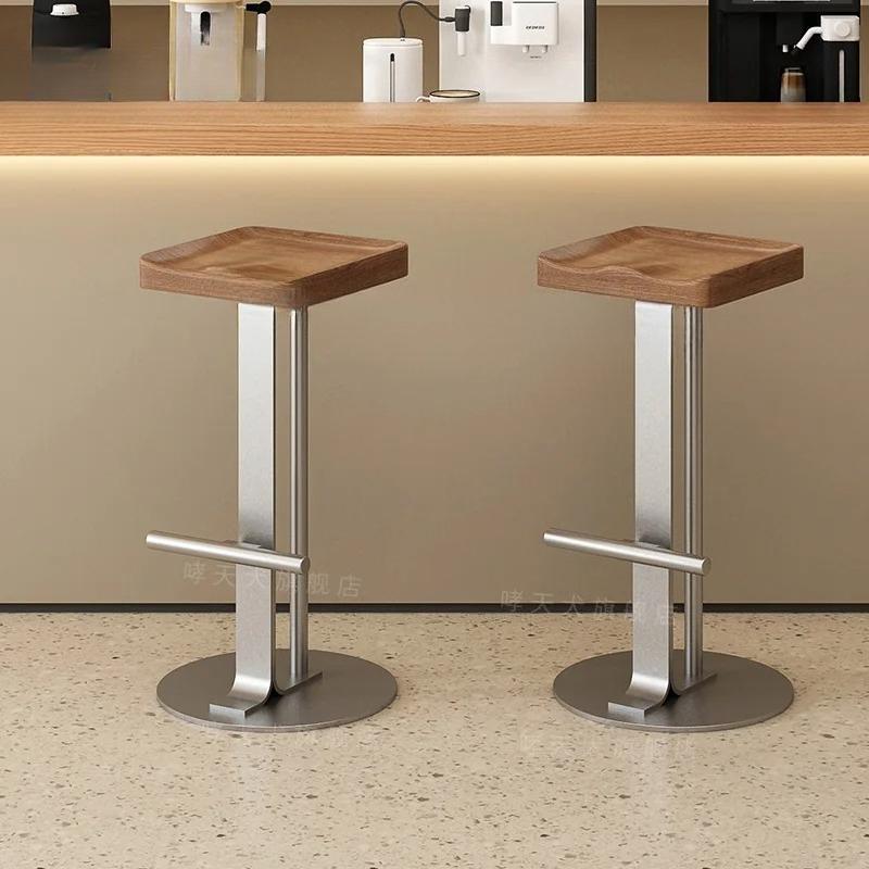 Bar chair Home high stool Bar chair Wrought iron front desk checkout page stool Designer solid wood chair