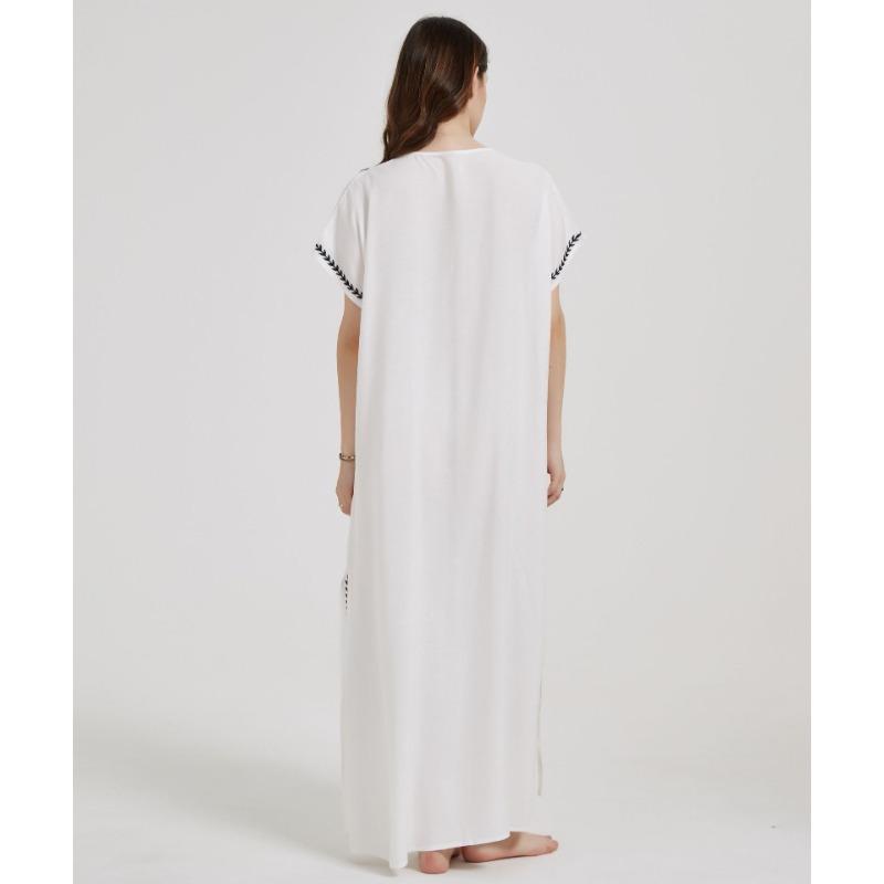 Women's Fashion Summer Spring Flower Pattern Print 1/2 Sleeves V-Neck Loose Waistline Casual Dresses