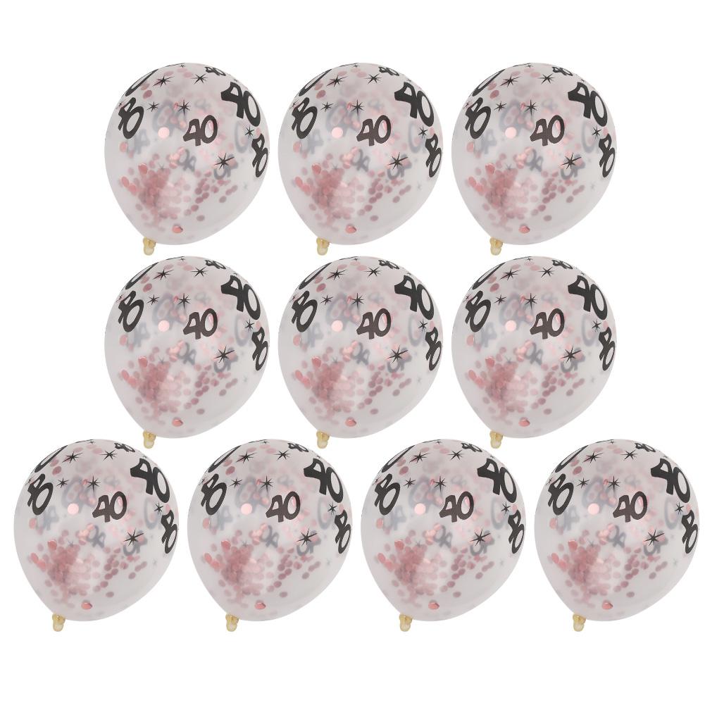 

10Pcs Latex Transparent Balloon with Nnumber 40 Pattern for Birthday Party Wedding Anniversary Decoraterose gold sequin