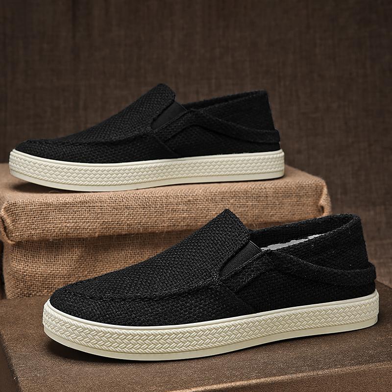 Canvas summer new breathable black cloth shoes lazy driving soft-soled Doudou trendy shoes
