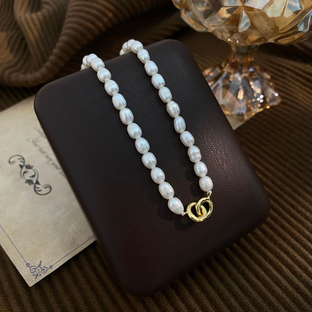 Hohe Qualität Trendiger Runder Kreuz Natürliche Süßwasserperle 14K Gold Filled Damen Kurze Kette Halskette Geburtstagsgeschenke Nie Verblassend