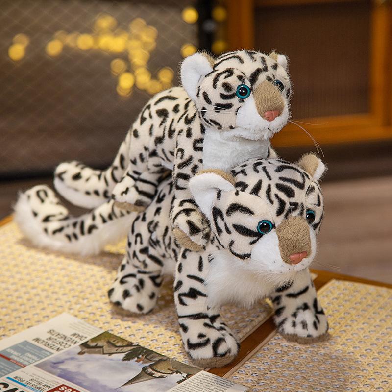 Cute Simulation Snow Leopard Doll Plush Toy Zoo Cub Leopard Doll Kindergarten Baby Soothing Rag Doll