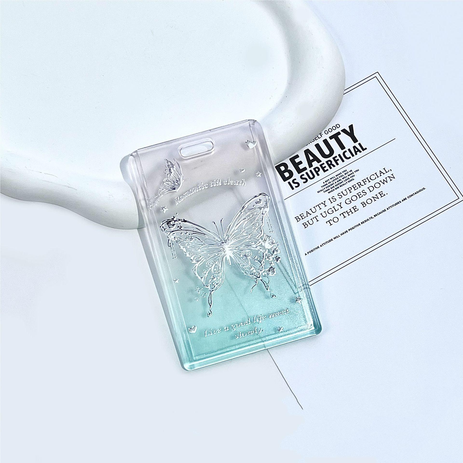 

Transparent Photocard Holder Kpop Idol Card Holder Cute Butterfly Slider Design Protective Case Student Backpack PendantKeychain