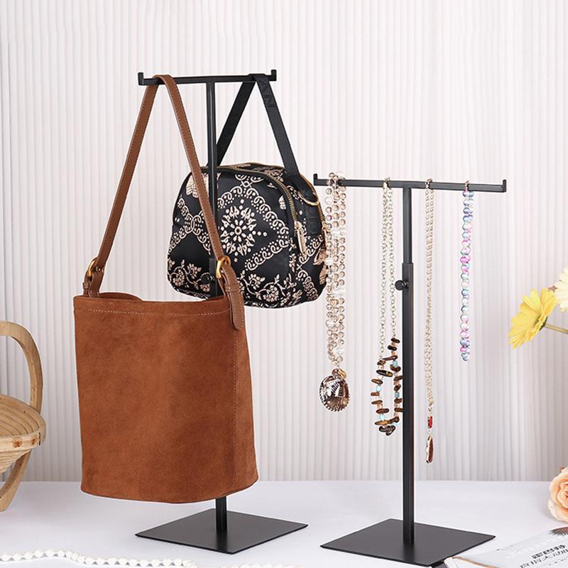 Purse Display Stand Adjustable Rack Closet Shelf Scarf Handbag Holder T Bar Hanging For Hat Bag Bracelet Necklace