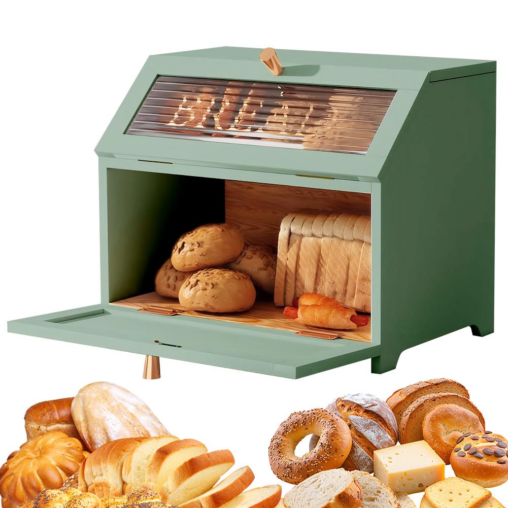 Wooden Bread Bin Multi-Purpose Bread Storage Container Bread Keeper Bin Bread Storage Box for Bagel Donut Cookies
