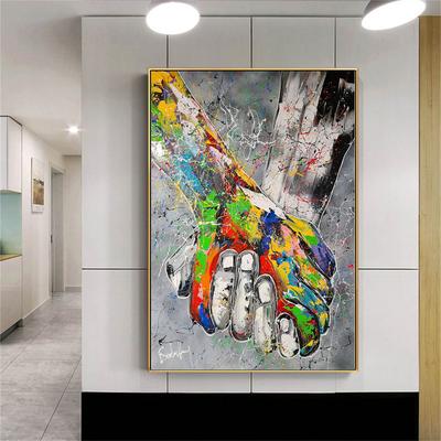 Modern Abstract Canvas Painting Graffiti Wall Art Shake Hands Prints On The Wall Frameless Street Art Picture Home Decor No Frame