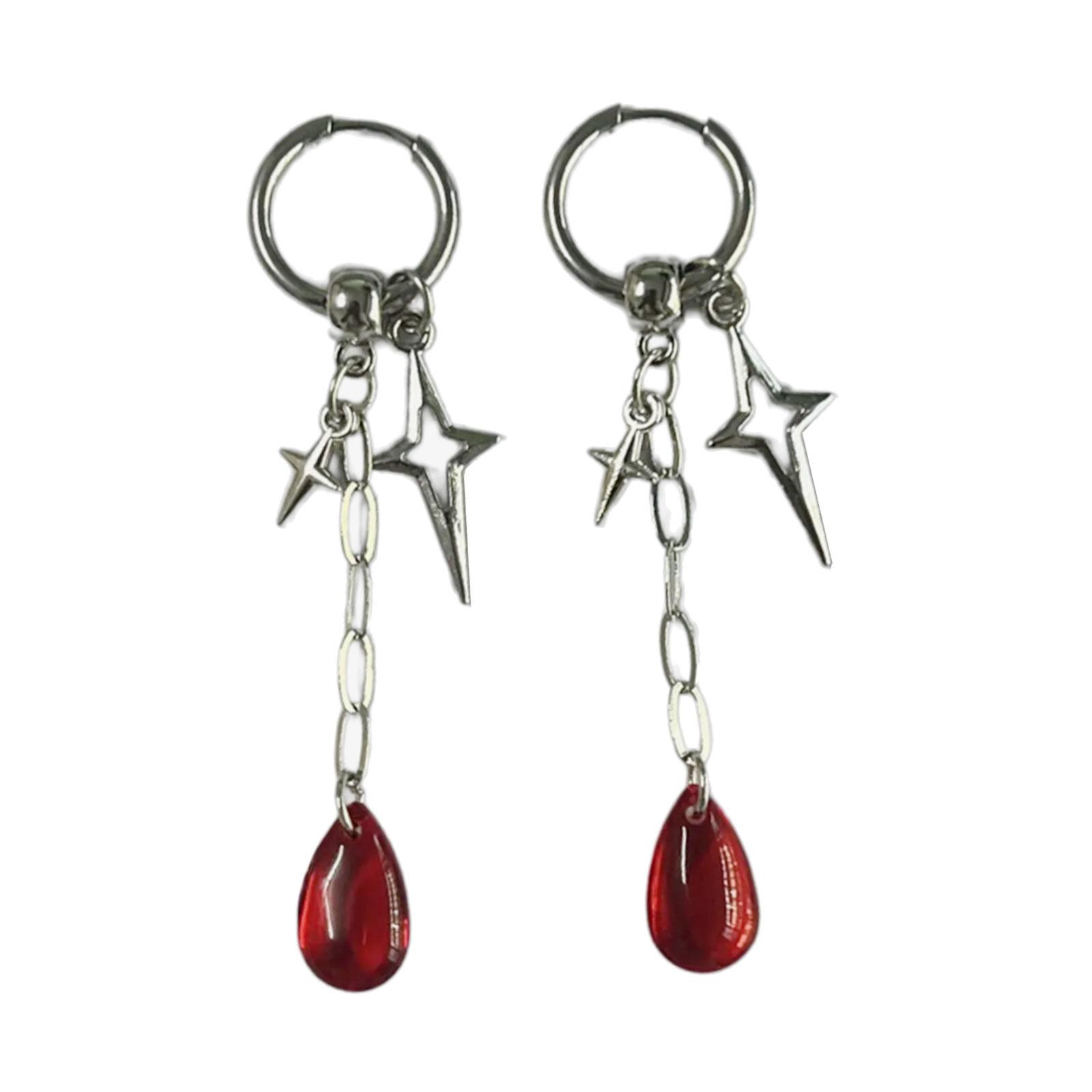 

Элегантные серьги-капли с опалом Модный аксессуар Стильные серьги-подвески Серьги со звездочным опалом Подходят для мужчин и женщин красный