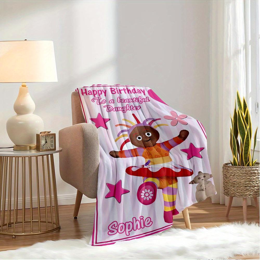 1pc Flannel Throw Blanket, Upsy DaisyPattern Printed Blanket, Warm Cozy Soft Blanket For Couch Bed Sofa Car Office Camping Travelling, Gift