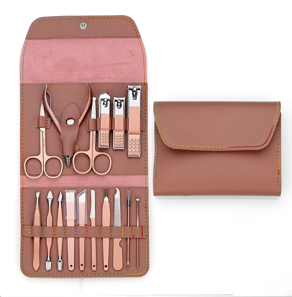 Professional 16pcs Stainless Steel Manicure Pedicure Tool Set Custom Logo Luxury Nail Clippers Kit Grooming Nail Cutter Set