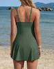 Charmleaks One Shoulder One Piece Swimsuit Women Tummy Control Bathing Suit with Skirt Tie Knot Cute Scalloped Swimdress