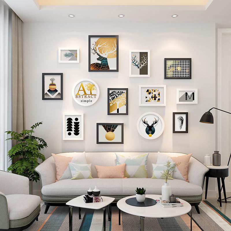 Living Room Photo Wall Decoration Creative Combination Photo Frame Without Punching Holes Landscape Painting Wooden Frame