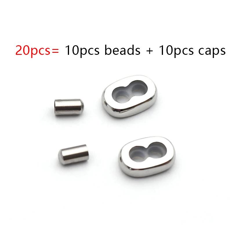 

20pcs Double Hole Adjustment Beads End Caps Non-slip Silicone Ring Stainless Steel Stopper Spacer Beads for Jewelry Making DIY 2.5mm hole