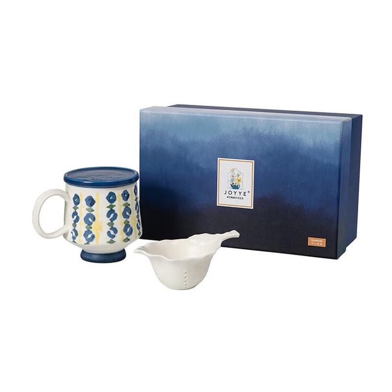 JOYYE Floral Ceramic Mug with Lid, Spoon, and Infuser