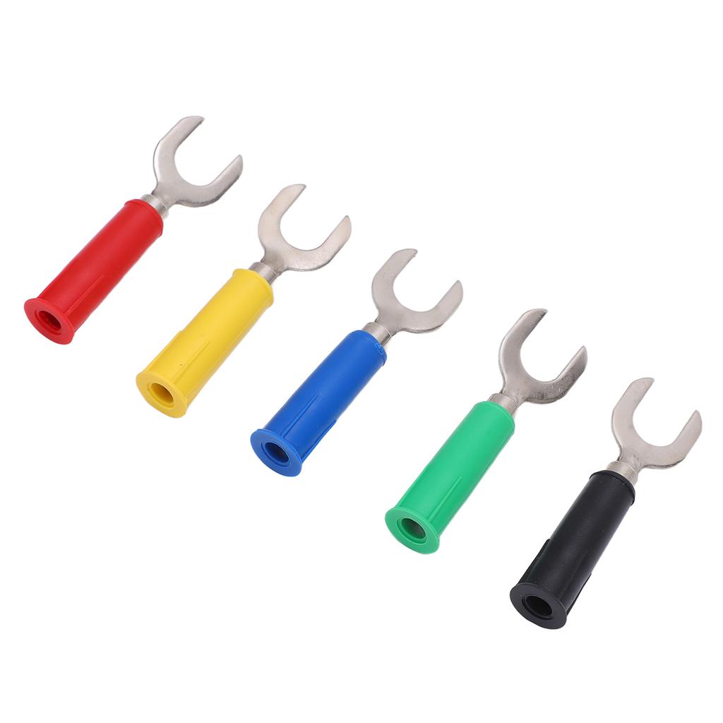 10pcs Fork Spade Wire Connectors 8mm 0.3in U Type Brass Material PVC Appearance 4mm 0.2in Hole Y Type Banana Plug
