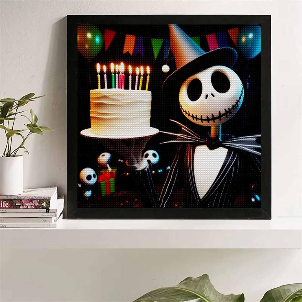 5D DIY Diamond Painting Decorative Happy Birthday Skeleton Full Round Drill Scenery Diamond Embroidery Cross Stitch Kits Home Decor Gift