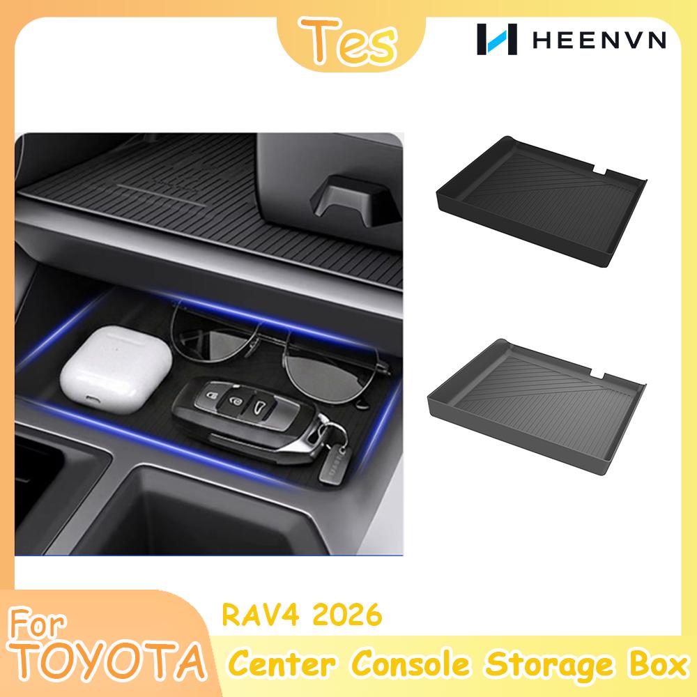 For Toyota RAV4 2026 Center Console Storage Box Silicone Anti-Slip Organizer Storage Box Holder Car Auto Interior Accessories