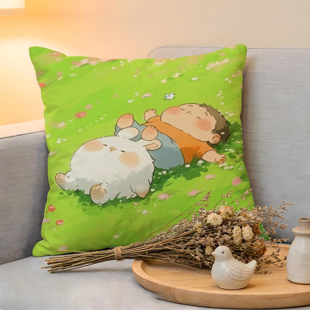 Cushion Cover  Linen  SkinFriendly Soft Decorative Case For Sofa Home Decor Cartoon Drawing Animal Pillow cover