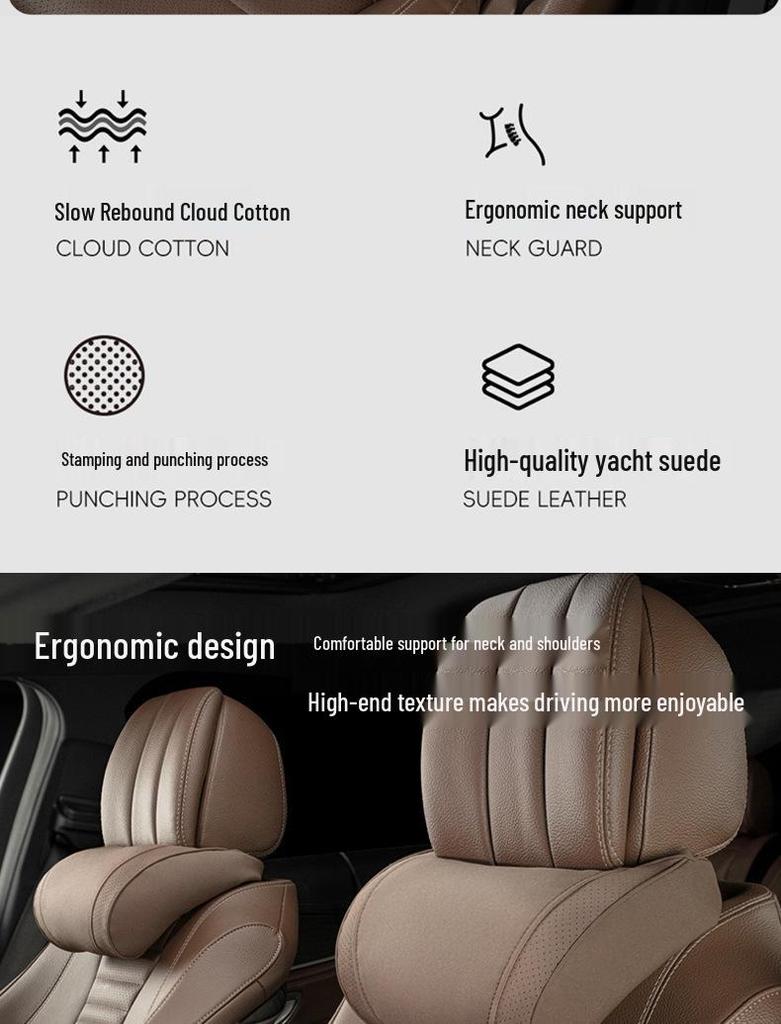 Luxury Leather Velvet Car Neck Pillow & Lumbar Support - Ideal for Drivers