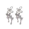 Diamond butterfly hollow water drop earrings heavy industry high sense light luxury ear hanging fashion niche design earrings women