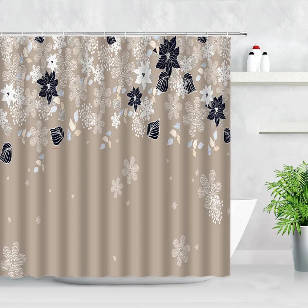 Purple Floral Shower Curtains Waterproof Bath Screen Wisteria Flower Butterfly Lavender Bathtub Decor Bathroom Curtain Baño