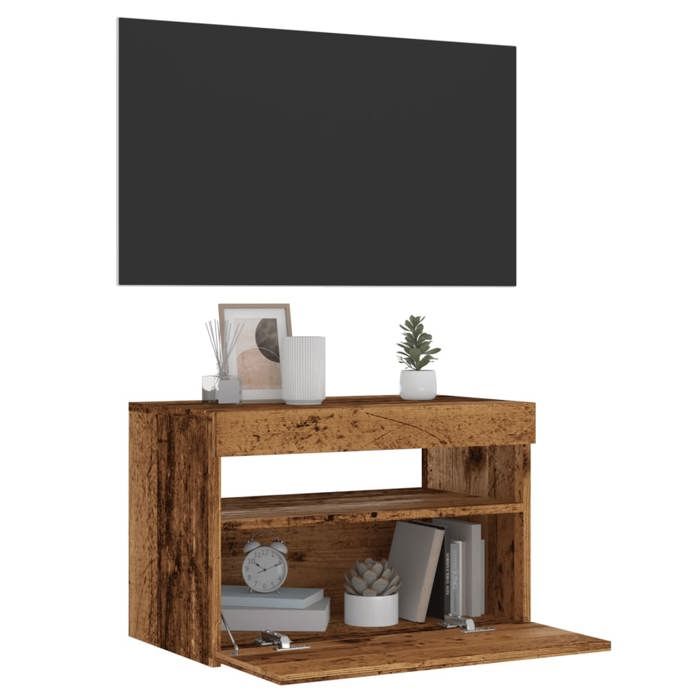 VidaXL TV Cabinet with LED Lights Old Wood Engineered Wood, TV Stand, Media Unit, TV Console, Hi-Fi Cabinet, 856309
