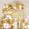 Wedding Anniversary White Balloons Garland Metallic Gold Confetti Balloon Arch Kit Home Birthday Party Baby Shower Decoration