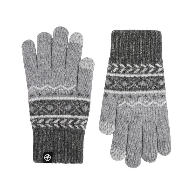 

Winter knitted thermal gloves men s fleece thickened gloves women s outdoor cold and windproof cycling gloves men сірий колір