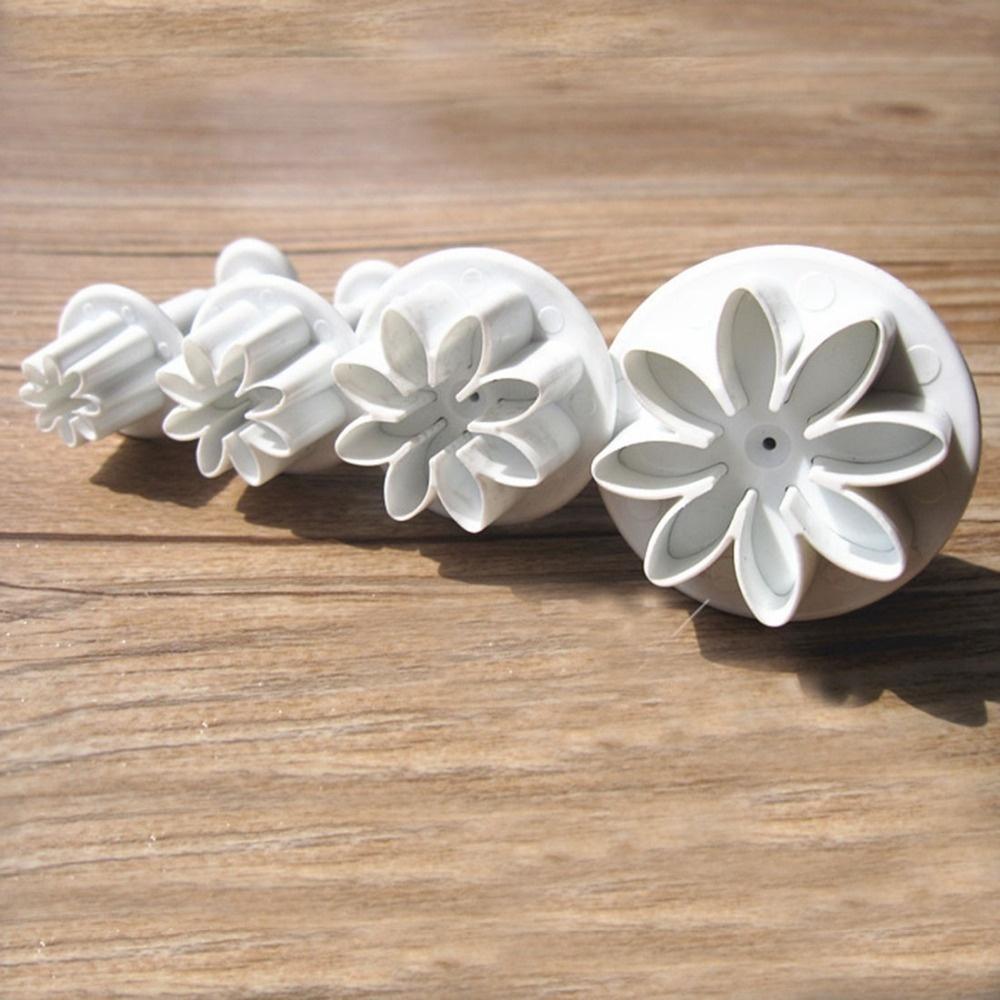 4Pcs Plum Flower Plunger Fondant Mold Cutter Sugarcraft Cake Cookie Decorating
