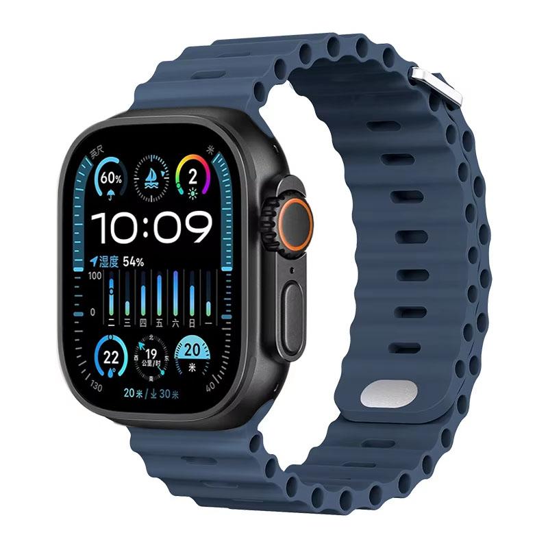 Silicone Ocean Strap For Apple Watch Band Ultra 3/2 49mm 46mm 45mm 42mm 44mm 41mm Sports Bracelet iWatch 11 10 9 8 7 6 5 SE band