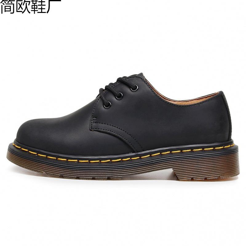 

First layer low-top small leather shoes women s leather Crazy Horse blue large size short boots round head men s and women s couples leisure workers 46