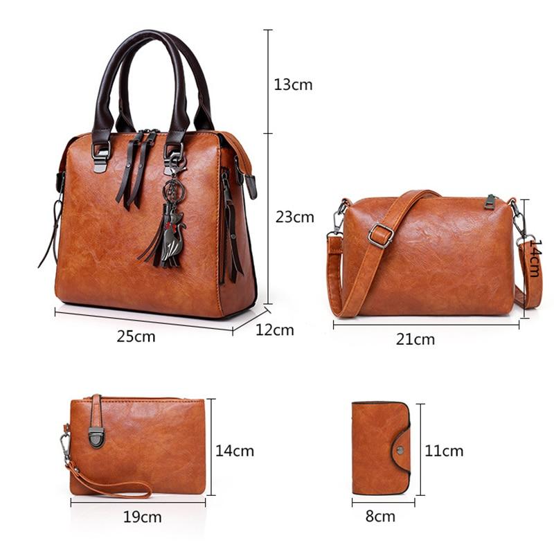 Leather Shoulder Messenger Bag Tote Bag Bolsa 4pcs/Set Women Composite Bag High Quality Ladies Handbag Female Set Bag