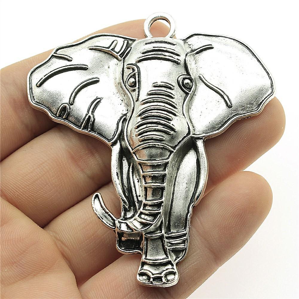 2pcs Charms Big Elephant For Jewelry Making DIY Jewelry Accessories Antique Silver Color Big Elephant Pendant Charms