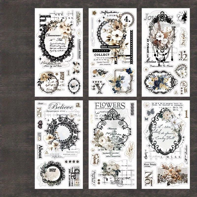 6 listů série květinový deník materiál na poznámkový blok papírové karty květiny a okraj materiál na koláž do poznámkového bloku