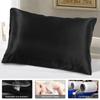 Bedding Luxury Soft Silky Satin Pillowcase Black With Zipper UK US Queen 51*76*2 Cm