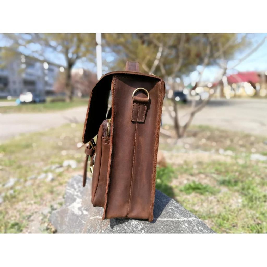 New Leather Messenger Bag for Men, Brown Leather Satchel, Mens Messenger HandBag, Mens Leather Laptop Bag, Personalized Leather Briefcase