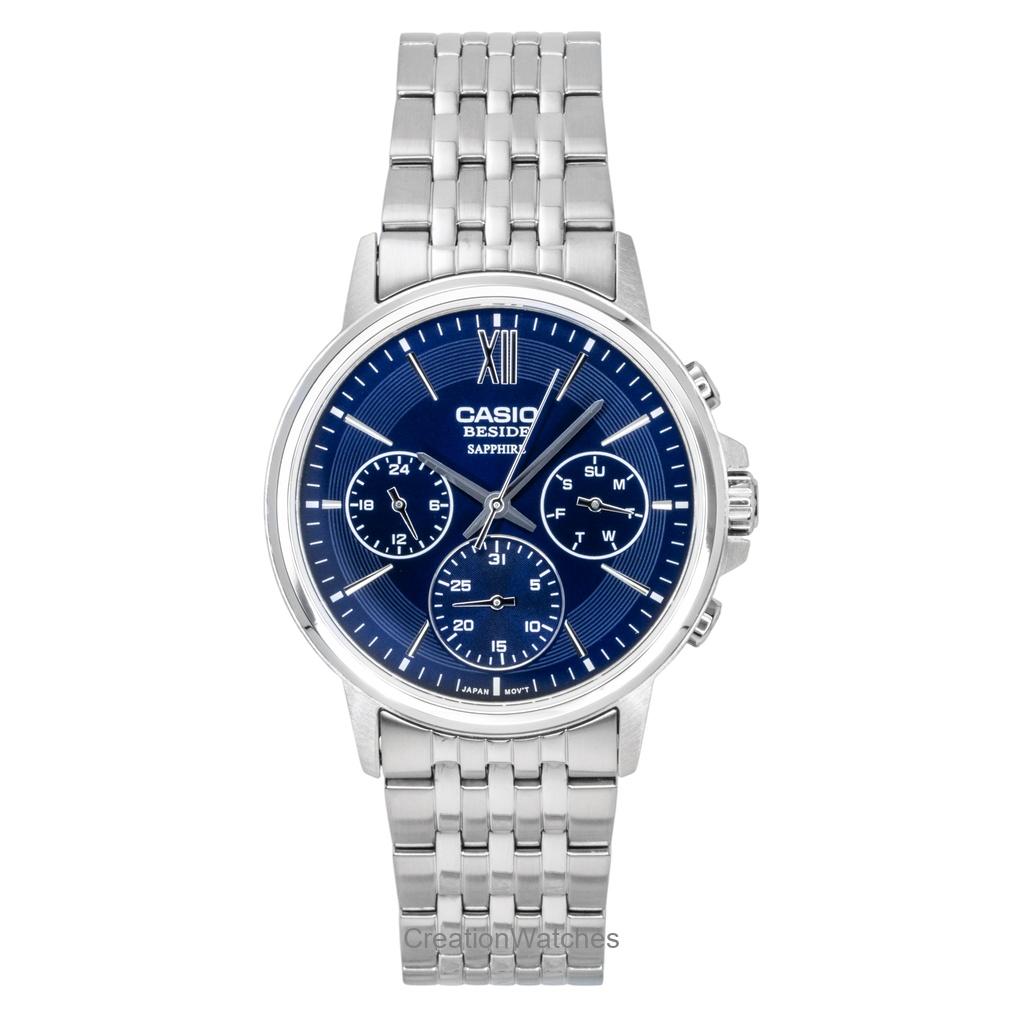 Casio Beside Analog Stainless Steel Blue Dial Quartz BMS-300D-2AV Men s Watch синий