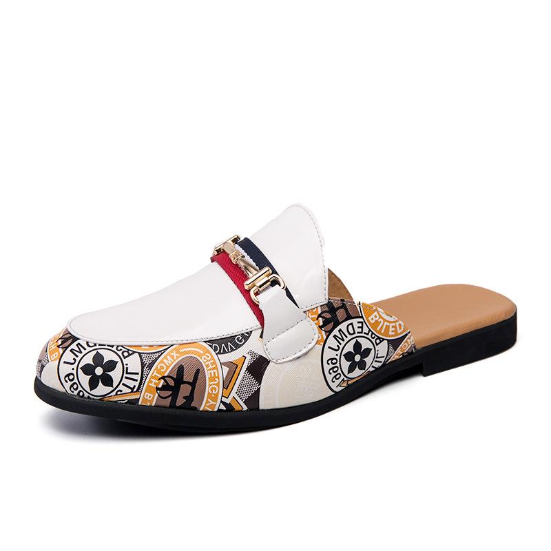 Men's bag head half-drag leather shoes summer new fashionable men's shallow breathable cool leather shoes