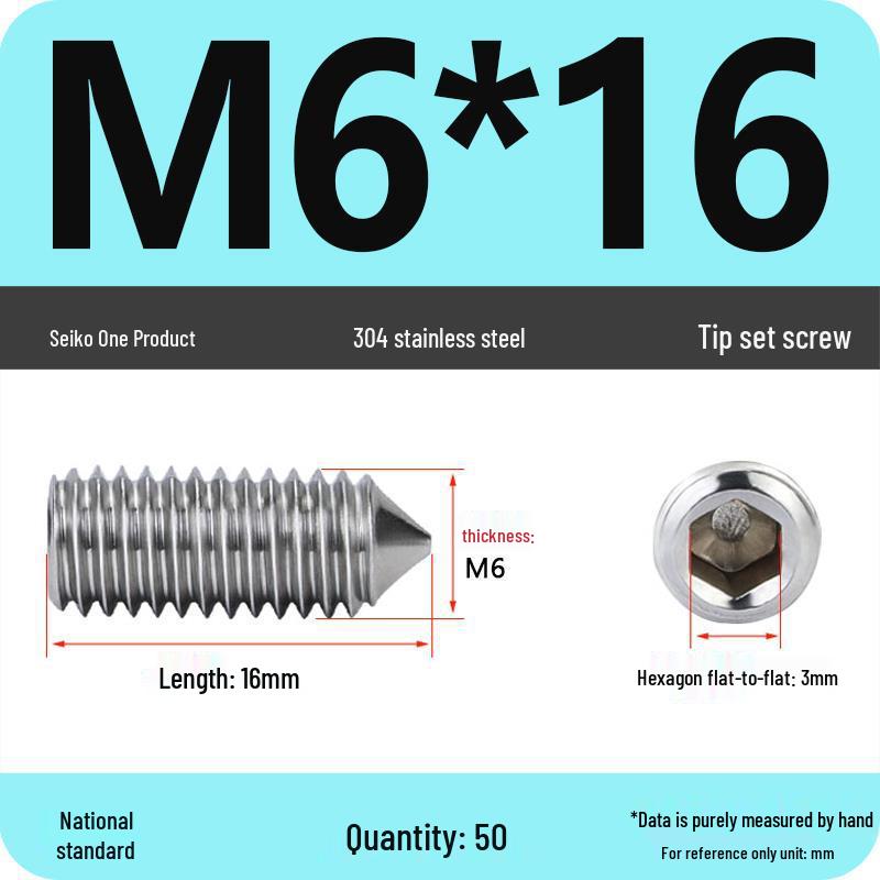 304 Stainless Steel Internal Hex Set Screw | Headless Grub Screw M2-M16