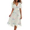 Women's Fashion Casual V-Neck Short Sleeve Floral Print Dress