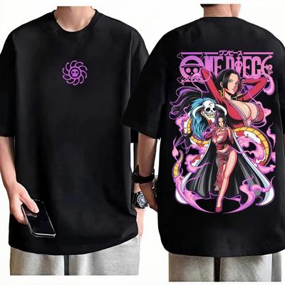 One Piece Boa Hancock TShirt Unisex Anime Graphic Print Crew Neck Pure Cotton Oversized Streetwear Fashion Tops For Men Women