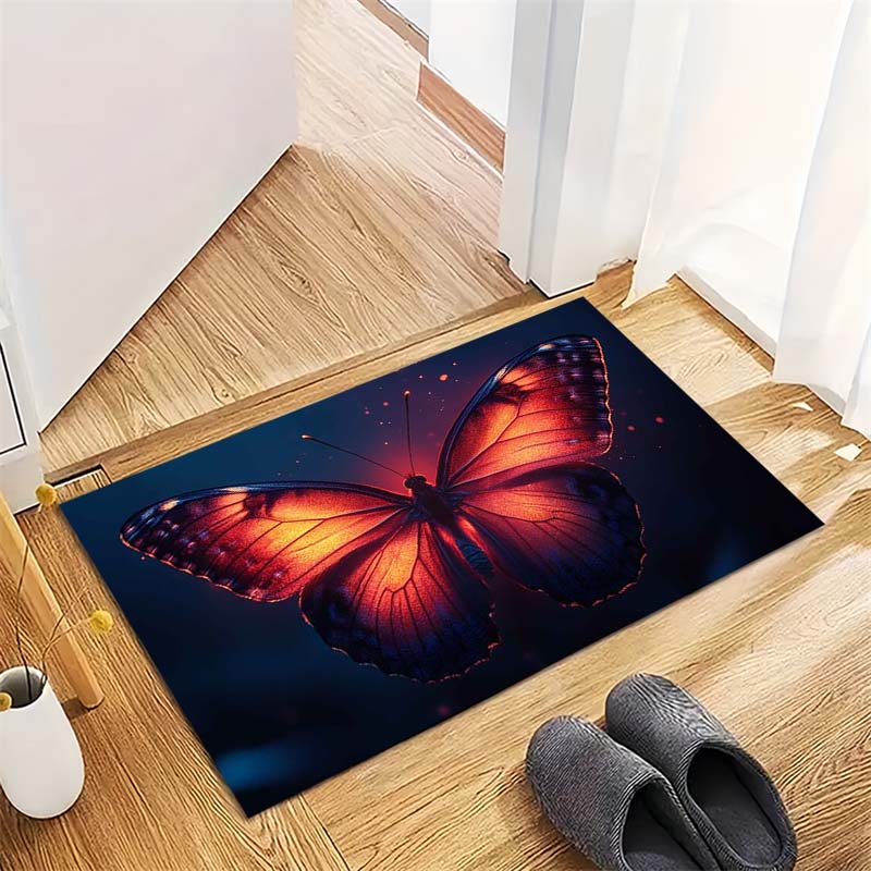 Cute Orange Cat Paws Non-Slip Doormat, Animal Print Entryway Floor Mat