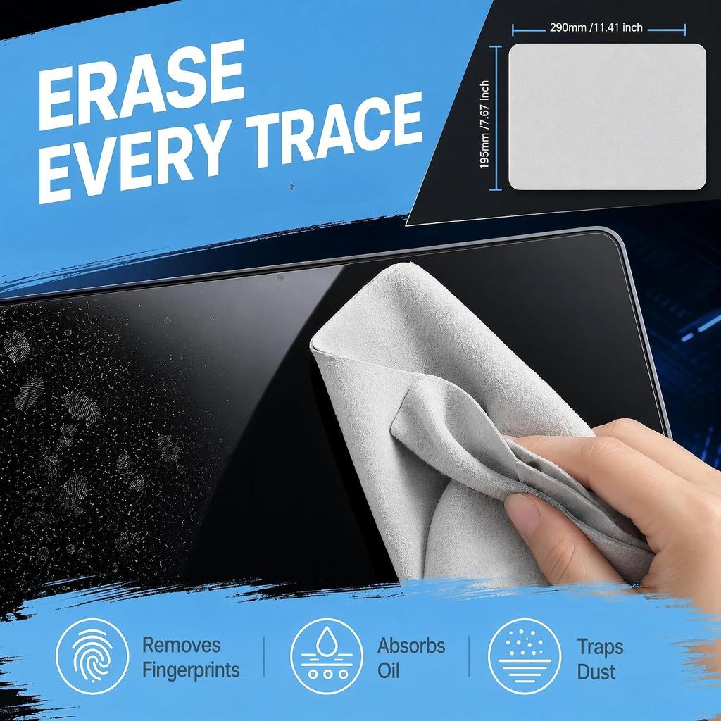 2-in-1 Microfiber Keyboard Palm Rest Dust Cover, Screen Cleaning Cloth Protector for MacBook Pro 13-16 Inch Laptops