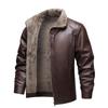 2025 Men's Thickened Fleece-Lined Leather Jacket, Autumn/Winter, Light Business Casual, Square Collar, Fashionable & Versatile