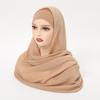 Solid Chiffon Hijab With Matching Undercap Set Women Plain Shawl Jersey Inner Modal Caps Muslim Headband Two-Piece Scarf Set