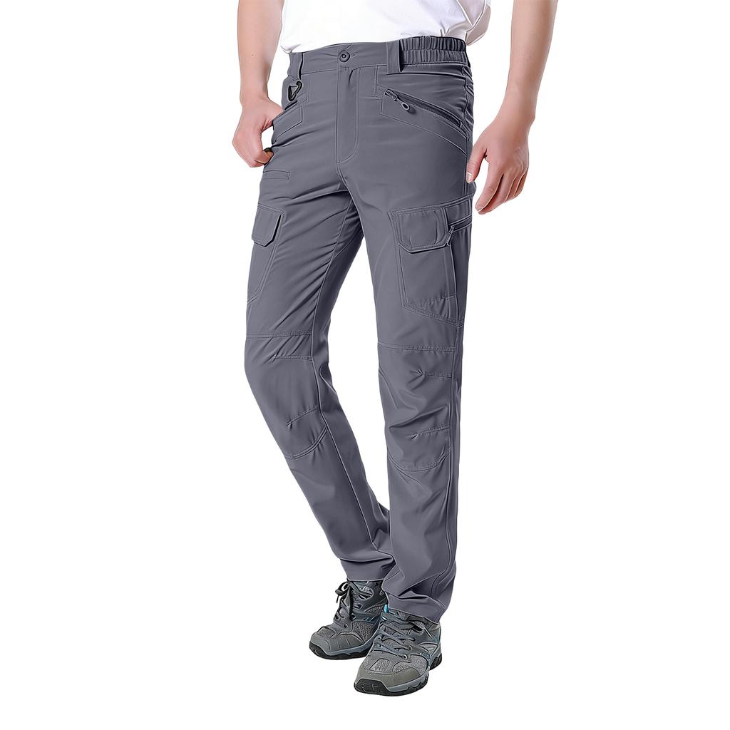 Men's Outdoor Lightweight Cargo Pants with Multi Pockets Quick Dry Fabric Straight Leg Design for Hiking Travel Work