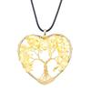 Color-Preserving Gold Hand-Wound Crystal Gravel Peach Heart Tree Of Life Necklace Heart-Shaped Pendant N55